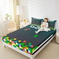 thumbnail image 4 of Feelyou Square Abstract Kids Bed Sheets, Pixelated Blocks Miners King Sheets, Vintage Game Gaming Sheet Set, Super Cozy Room Decor, 4pcs, 4 of 7