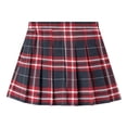 thumbnail image 3 of HILEELANG Little Girl School Uniform Pleated Scooter Skirt With Under Shorts Wine Black Red Plaid Elastic Waist Skirt 6-7 Years, 3 of 7