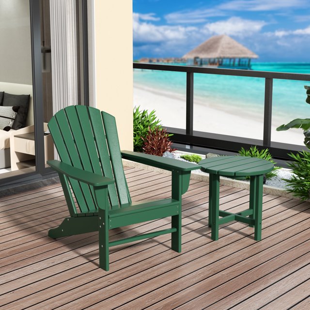 WestinTrends Mesa Aux. Ext. Mesa Aux. Redonda Peq. Adirondack de Madera de Poliéster para Todo Clima, para Piscina, Balcón, Terraza, Porche, Césped, Patio Tras., Verde Osc.