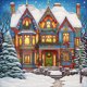 thumbnail image 1 of Pintura de diamante 5D DIY, taladro redondo completo, Kit de cabaña de nieve, decoración del hogar, 30x30cm, 1 of 9