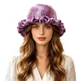 thumbnail image 3 of jiaxiM Packable Straw Bucket Hat for Women Elegant Wide Brim Sun Hat with Dip-Dye and Lace Ruffle, Handmade Visor for Beach, Travel and Outdoor Events, 3 of 5
