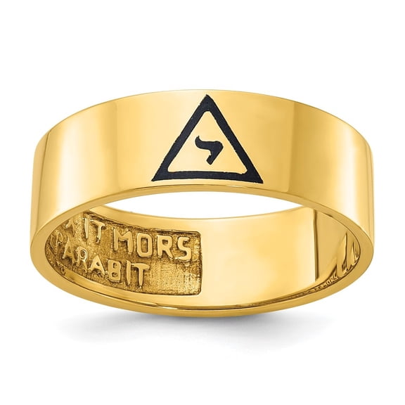 Auriga Fine Jewelry 10K Yellow Gold Men's Polished with Black Enamel 14th Degree Grand Elect Masonic Ring Size 10