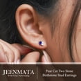 thumbnail image 4 of JeenMata 2.5 Carat Pear Cut September Birthstone Stud Earring - Blue Sapphire & Cubic Zirconia Two Stone Earrings in 18K White Gold Plating Gift for Women, 4 of 9