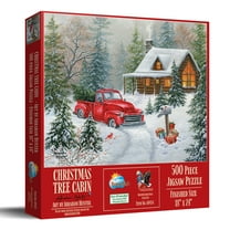 SunsOut Christmas Tree Cabin 500 Piece Jigsaw Puzzle for Adults - Finished Size: 18" x 24" by Artist: Abraham Hunter