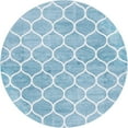thumbnail image 3 of Unique Loom Trellis Frieze Collection Area Rug - Rounded (4' 1" Round Light Blue/Ivory), 3 of 7