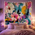 thumbnail image 2 of White and Pink Flowers in Textured Abstract Blocks, Energetic Psychedelic for Modern Art Lovers, Mixed Media Wall Art, Birthday Gift, Tapestry Wall Hanging for Living Room and Dorm, 2 of 7