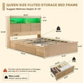 thumbnail image 2 of wow97e Queen Size Bed Frame with 50" Tall Storage Headboard, Wooden Platform Bed Frame with 4 Drawers, LED Lights, Charging Station, No Box Spring Needed, Natural, 2 of 7