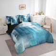 thumbnail image 2 of Homewish Blue Watercolor 7pcs Queen Bedding,Grunge Geometric Artwork Bedding Comforter Set Queen,Black Reversible, 2 of 8
