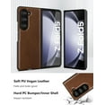 thumbnail image 4 of Case for Samsung Galaxy Z Fold 5 (2023) with Cover Screen Protector, PU Leather & Hard PC Bumper Phone Case for Galaxy Z Fold5 - Brown, 4 of 7
