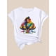 thumbnail image 2 of Camiseta De Verano MujerWomen's Casual Fashion T-Shirt with Colorful Graffiti Portrait Print - Crew Neck, Short Sleeve, Breathable Polyester - Perfect for Spring/Summer, Oil Painting, Braided Portra, 2 of 8