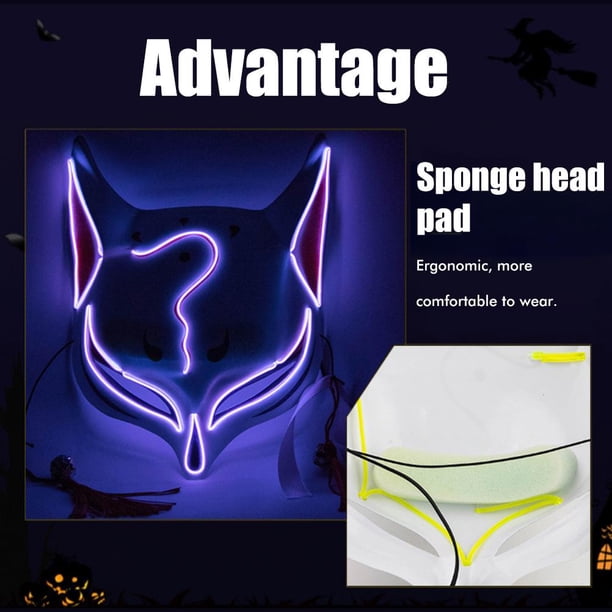 Máscara facial LED para Halloween, máscara facial para carnaval, máscara facial para disfrazarse, accesorios para decoración de fiesta