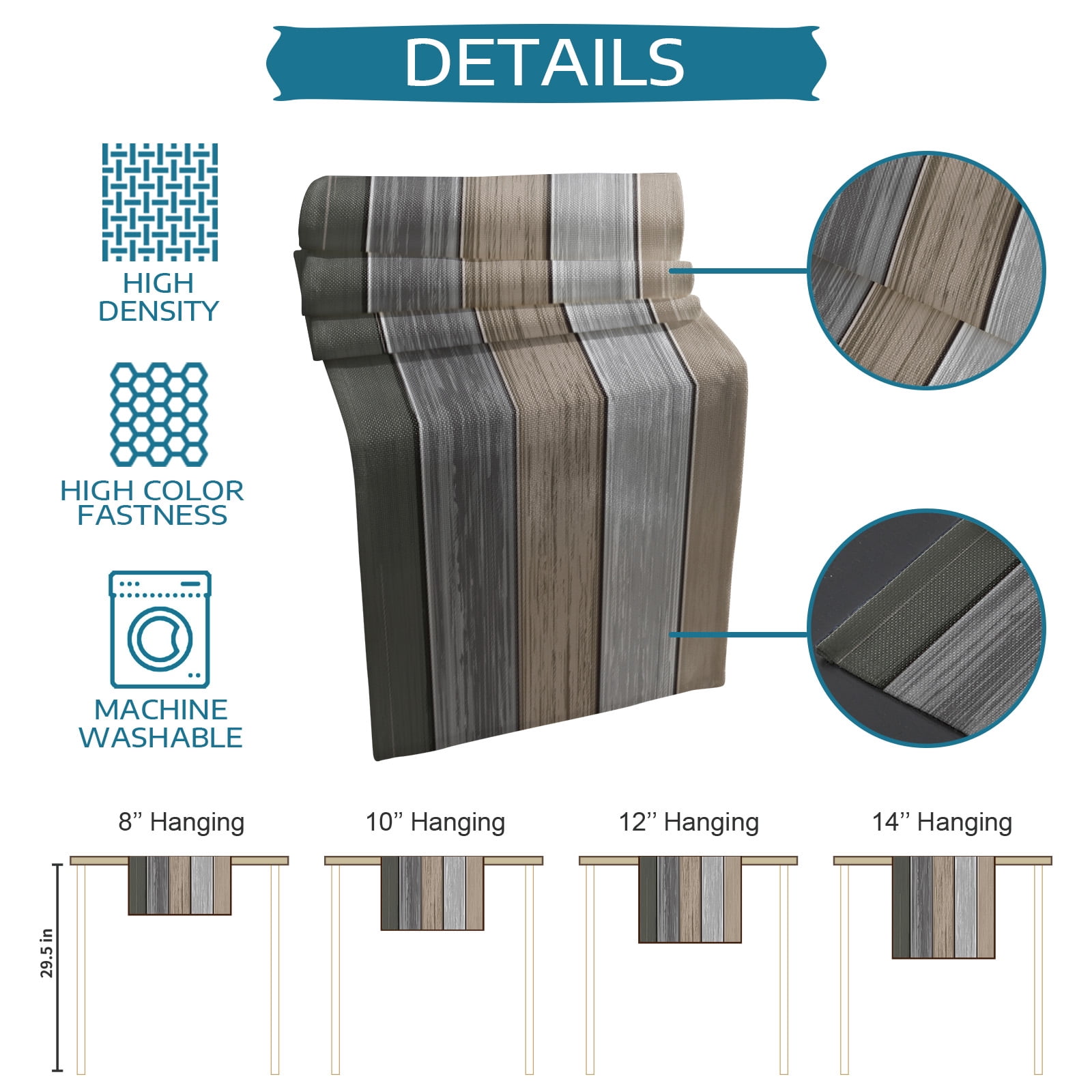 Table Runner Dresser Scarf 13 x 36 Inch Retro Country Style Gradient Wood Grain Table Runners Non-Slip Heat Kitchen Dining Table Decor for Kitchen Farmhouse Indoor Outdoor Home Party