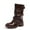 Brown, variant on Western Cowboy Mid Calf Boots with Round Toe and Heel Featuring Buckle Detail for Everyday Wear Comfortable Pull On Design