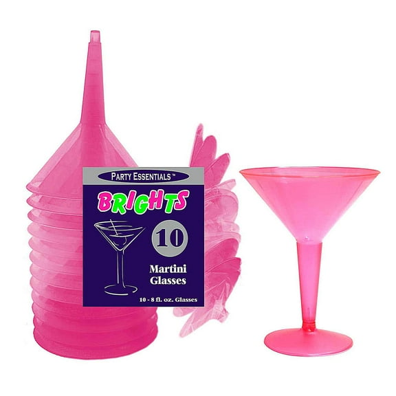 1 - Party Essentials 8 Oz. 2 pc. Martini Glasses - Neon Pink 10 Ct.