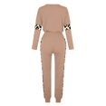 thumbnail image 6 of yardsong Lounge Outfits for Women 2 Piece Sweatsuit Outfit Fall Long Sleeve Leopard Patchwork Long Sleeve and Sweatpants Tracksuit Travel Workout Jogger Sets, 6 of 7