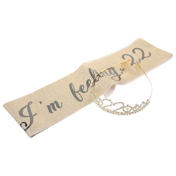 MLINS  Birthday Hair Accessories Rhinestones Headband for Crown Shoulder Strap Elegant