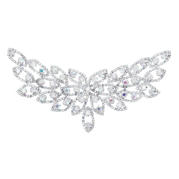 Crystal Rhinestone Applique, Wedding Dress Decoration for Women DIY Manual Accessories AB, Silver