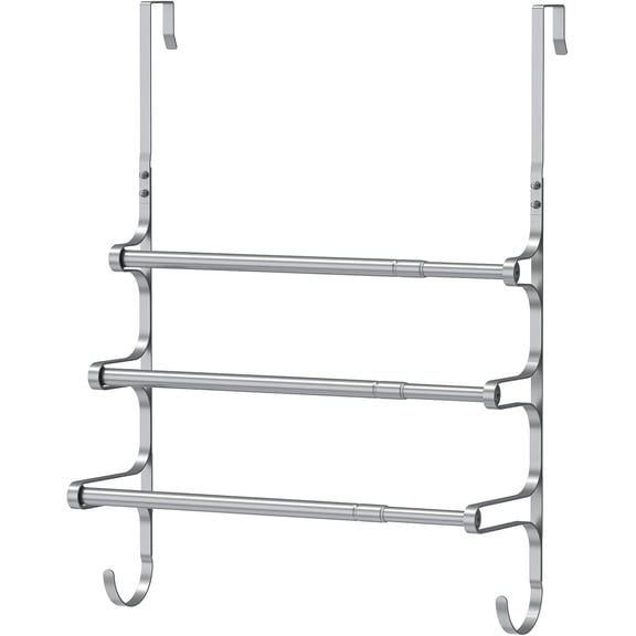 Over The Door Towel Rack, Over Door Towel Rack for Bathroom Door, Triple Towel Storage Holder with Hooks (Matte Black)
