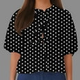 thumbnail image 3 of yillto Womens Top 3/4 Puff Sleeve Tie Bow Casual Going out Fashion Polka Dot Blouse Summer Trendy Tops, 3 of 5