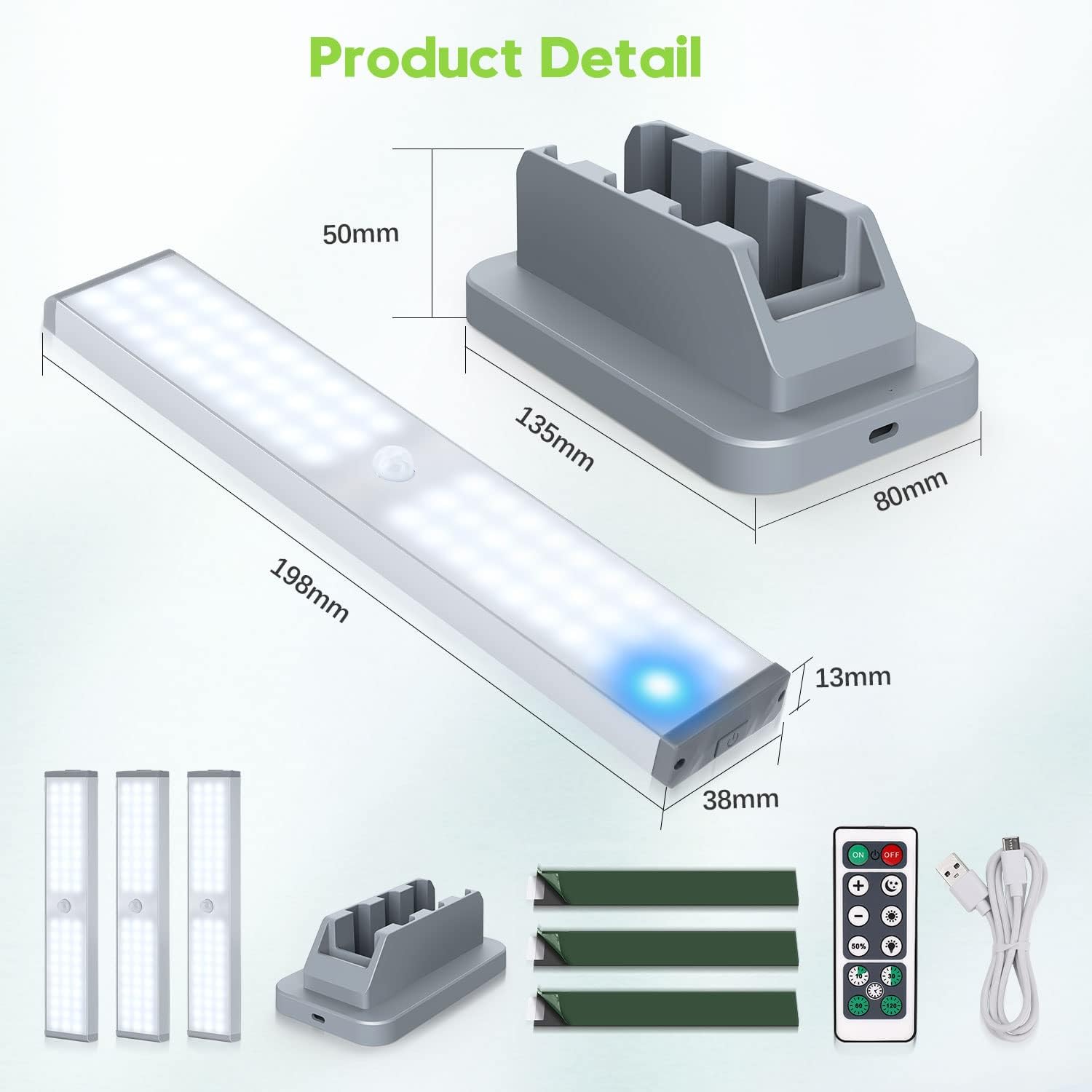 OGEDNAC 60 LED Closet Light with USB-C Charging, 3-Pack photo 8
