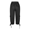 thumbnail image 7 of MLQIDK Pedal Pushers for Women Drawstring Lounge Pants Trendy Summer Elastic Waist Knee Length Lightweight Capris Dressy Casual Cargo Capris with Pockets Black M, 7 of 7