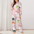 thumbnail image 3 of Kll Cute Sushi Print Women'S Long Sleeve Pajamas With Pants Sleepwear Loungewear 2 Set-Medium, 3 of 9