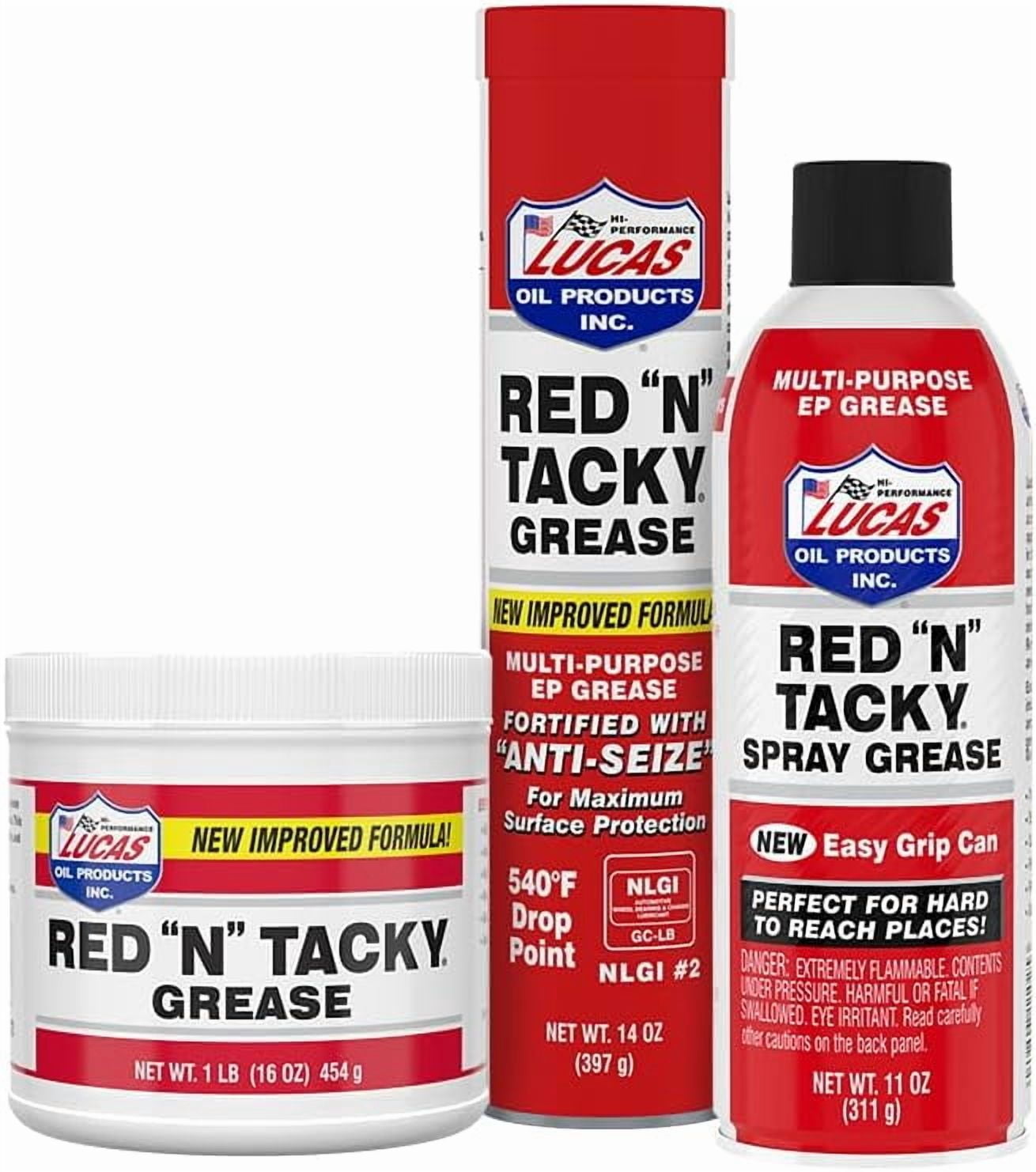(4 pack) Lucas 10005 Red N Tacky EP Grease Multi-Purpose Lubricant 14 Oz