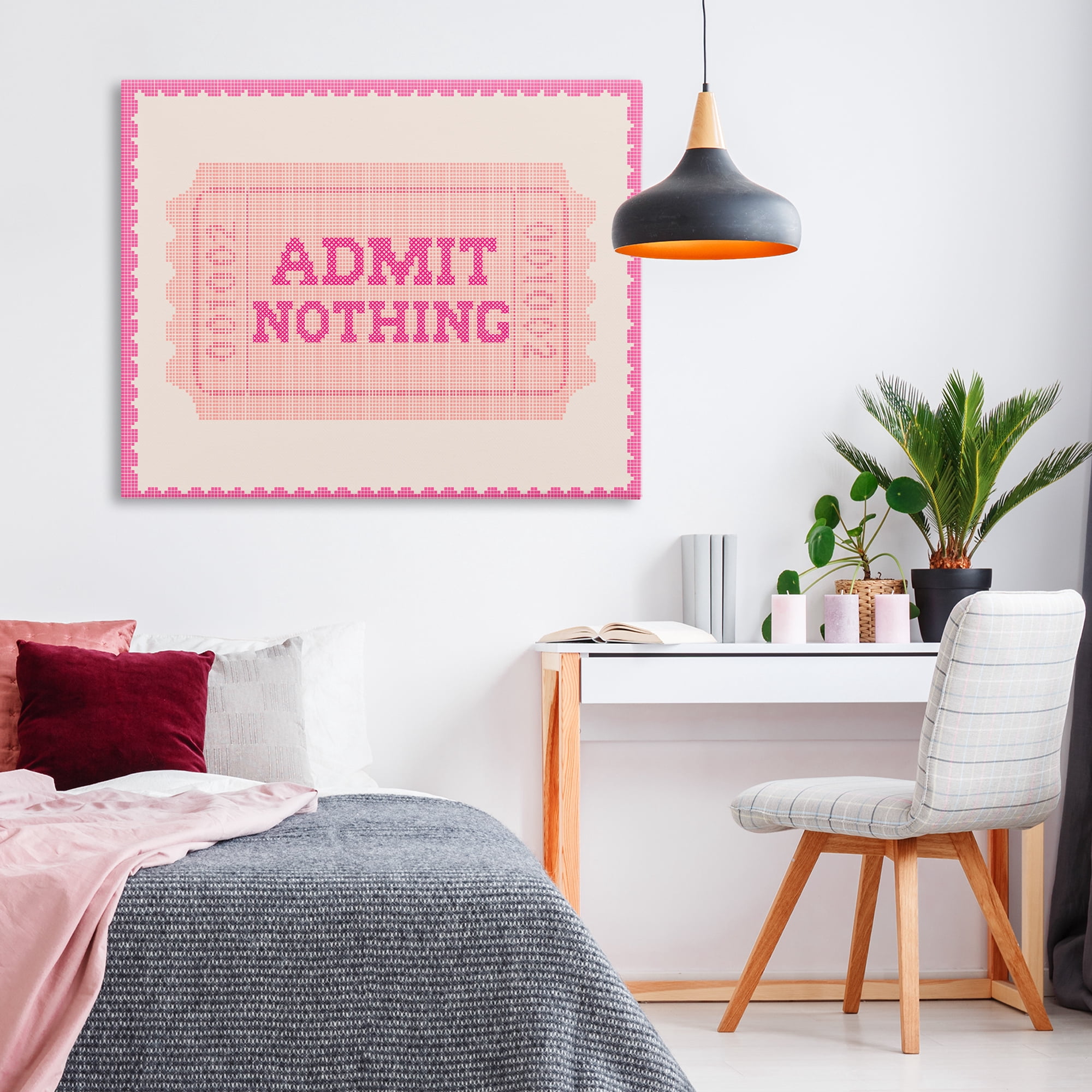 Stupell Industries Admit Nothing Retro Pink Ticket Canvas Wall Art, design by Lil' Rue