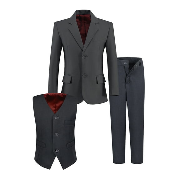 Boys Suits 3 Pieces Slim Fit Blazer Vest Pants Black Outfit Formal Suit for Wedding Suit Jacket Vest and Pants