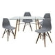 thumbnail image 1 of Set de Comedor Mundo In Cristal 120 cm Oslo y 4 sillas Eames Gris base Nogal Minimalista, 1 of 10