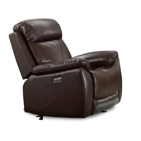 Fauteuil Inclinable Électrique en Cuir Véritable Brun avec Chargeurs USB