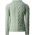 thumbnail image 6 of SAOL Aran Sweater Made in Ireland 100% Premium Merino Wool for Women | Irish Crew Cable Knitted Raglan Pullover | Seafoam Green, 6 of 7