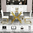 thumbnail image 5 of Modern Glass Dining Table with Tempered Glass Tabletop and Metal Pedestal, Clear Glass Kitchen Dining Room Table, 5 of 15