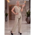 thumbnail image 4 of Conjunto Elegante 2 Piezas Pantalon Wide Legs Blusa Cruzada Outfit para Mujer, 4 of 5