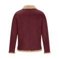 thumbnail image 3 of ZCFZJW Mens Faux Leather Jacket - Winter Plush Thick Warm Sherpa Fleece Lined Heavy Coat Casual Long Sleeve Full Zip up Bomber Jacket with Shearling Lining Wine XL, 3 of 5