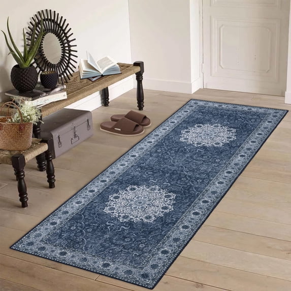 LingStar Machine Washable Rug Small Vintage Doormat Persian Kitchen Mat Non Slip Floor Cover Bohemian Area Rug Distressed Carpet for Living Room Bedroom Indoor Outdoor