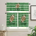 thumbnail image 1 of Leopard Football Rugby Sport 3 PCS Kitchen Curtain Valance and Tiers Set, Rod Pocket Small Half Tier Valances Window Curtains Panel, Green Geometric Stripe 55"x24" (Set of 2 Tiers & Valance), 1 of 5