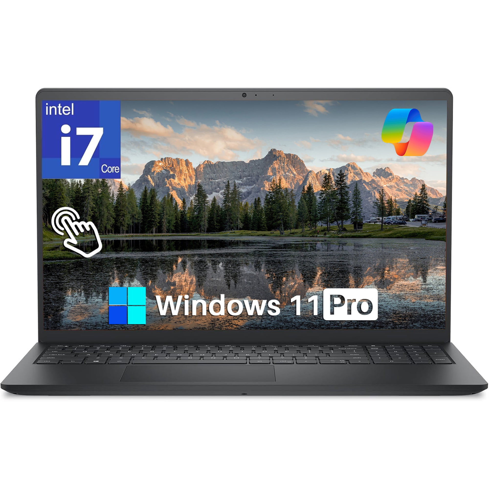Dell 2026 DC15250 Ai Touchscreen Laptop, Intel i7 CPU (10 Cores Up to 5.00 GHz), 16 GB DDR5 RAM 512GB SSD, 15.6" FHD LED 220 Nits Anti-Glare, Wi-Fi6, Webcam, Copilot Key, Black, Windows 11 Pro