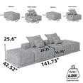 thumbnail image 2 of SOULART 141.73" Cloud Couch, Grey Sectional Sofa with 2 Ottomans, Chenille Fabric with 4 Pillows for Living Room, 2 of 10