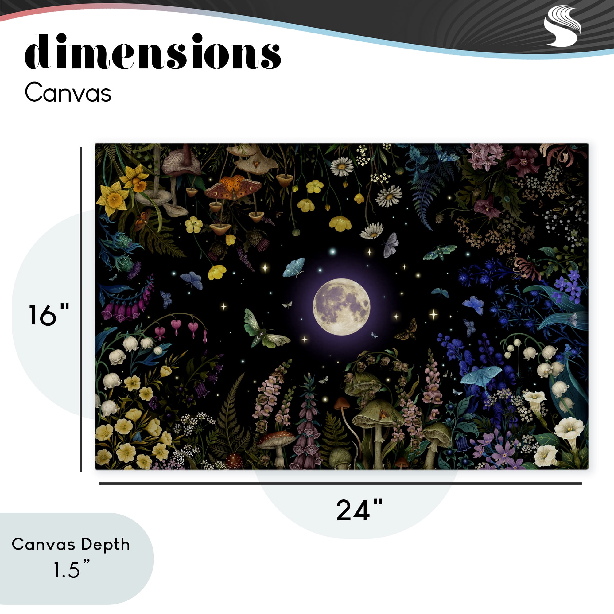 Stupell Industries Night Garden with Moth Canvas Wall Art, design by Episodic Drawings