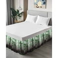 thumbnail image 4 of Thanksgiving Fall Bed Skirt King Size 18 Inch Drop, Retro Green Maple Leaf Forest Wrap Around Dust Ruffle Bedskirts, Wrinkle & Fade Resistant Easy Fit Bedskirt with Adjustable Elastic, 4 of 8