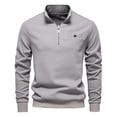thumbnail image 4 of Cotton 1/4 Zip Pullover Men Long Sleeve Zipper Mock Neck Casual Sweatshirts Solid Color Fall Winter Tops (M, Gray), 4 of 5