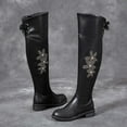 thumbnail image 7 of jsaierl Over-the-knee Boots Women's Flat Bottom Low-heel Round Toe Rhinestone Boots Flower Side Zipper Rider Boots, 7 of 7
