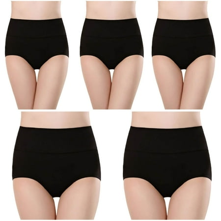 APEXFWDT Womens Underwear Cotton High Waist Full Coverage Brief Ladies Panties Comfy Soft Stretch Panties 4 pack (Regular & Plus Size)