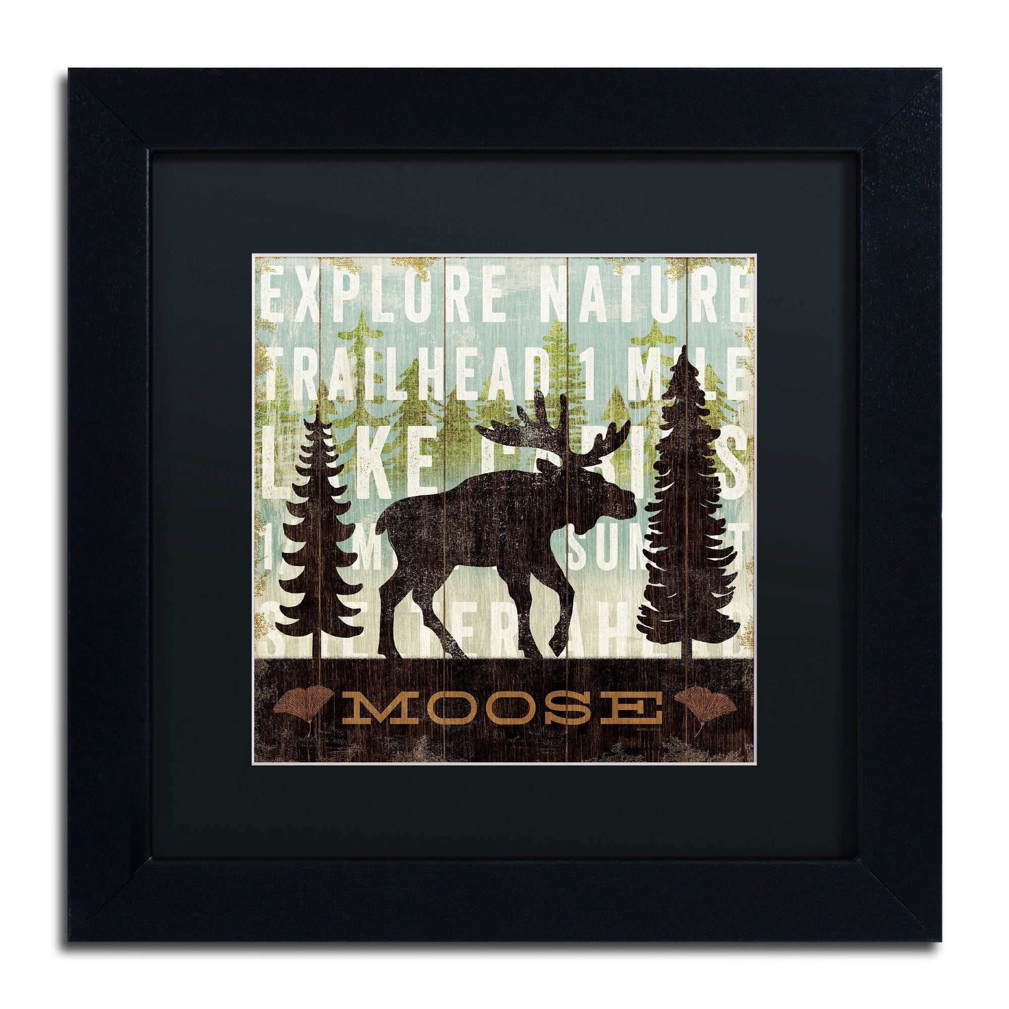 Trademark Fine Art "Simple Living Moose" Canvas Art by Michael Mullan, Black Matte, Black Frame