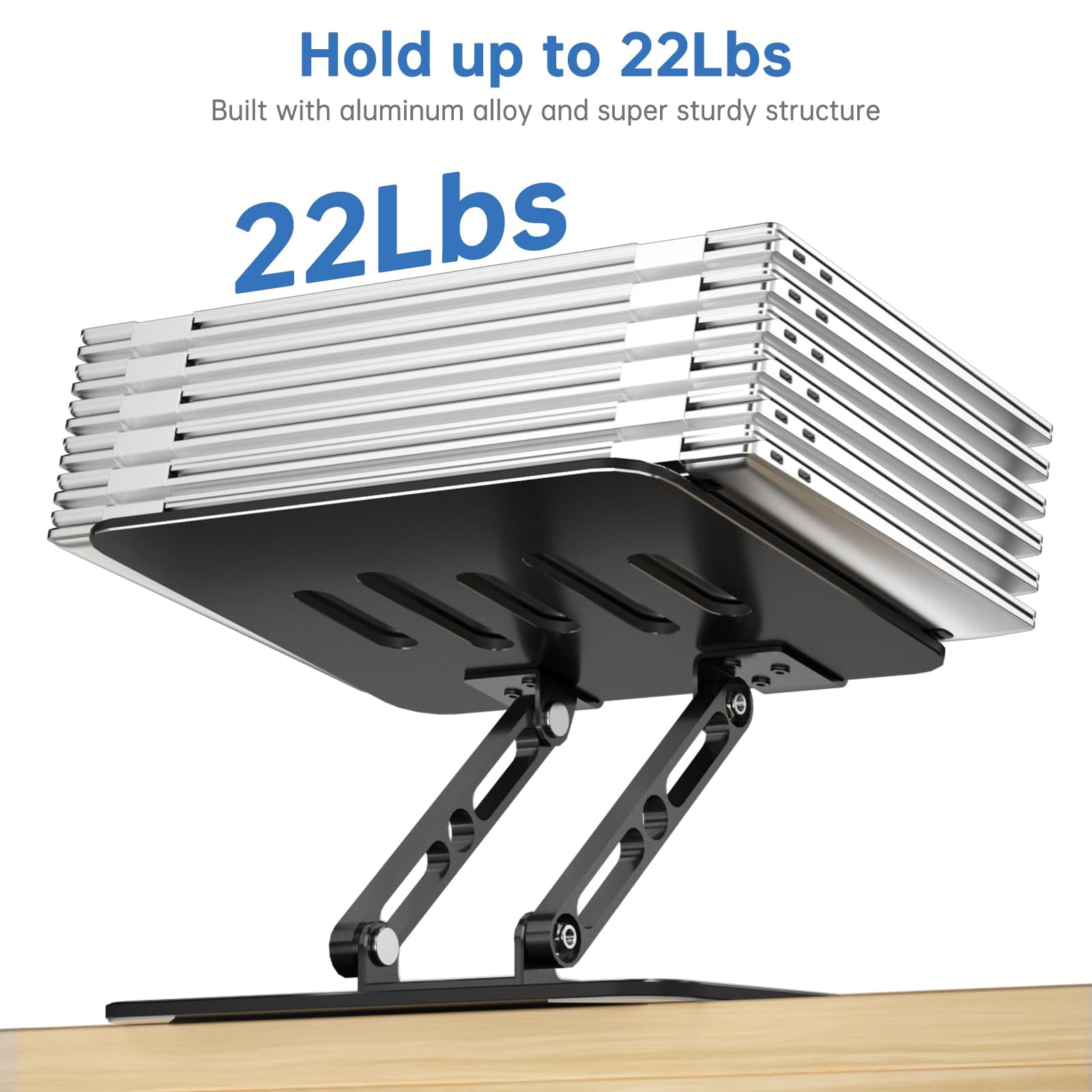 Laptop Stand For Desk Adjustable Computer With 360 Rotating Base Ergonomic Riser Mount Foldable Protable Fits Macbook Pro Air  Black
