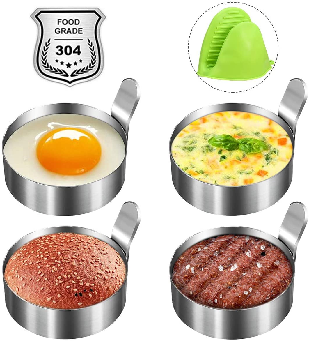 Egg Ring Omelette Mold Non-Stick Stainless Steel Frying Cooking Pancake Sandwich Griddle Breakfast 4PCS 