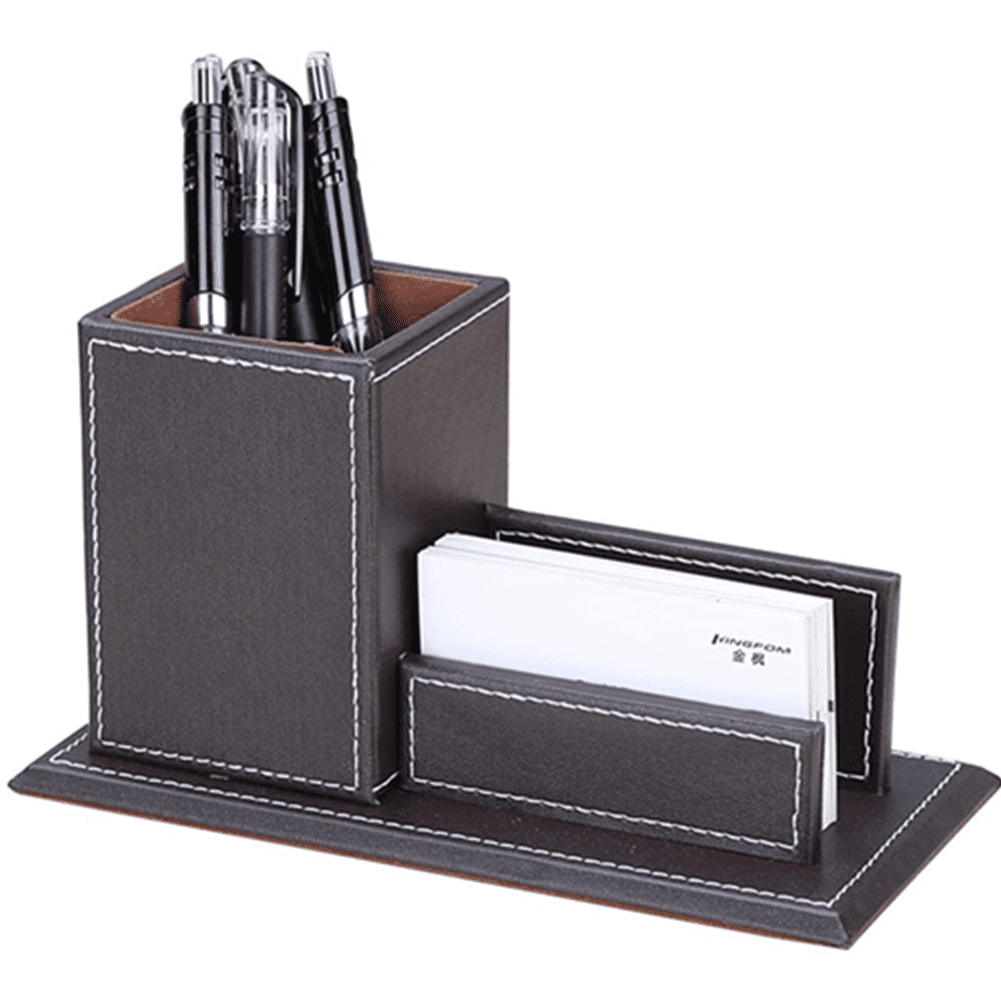 KINGFOM Business Card Holder, PU Leather Pen Holder Business Card Box ...