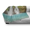 thumbnail image 2 of Rainforest Soft Flannel Fleece Blanket, Waterfall in Tropic Rainforest Sunny Vacation Fresh Lake Waterscape, Cozy Plush for Indoor and Outdoor Use, 50" x 70", Turquoise Green Brown, by Ambesonne, 2 of 5