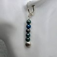 thumbnail image 5 of Shinning Teal Fresh Water Pearl Sterling Silver Earrings | 2" long |, 5 of 8